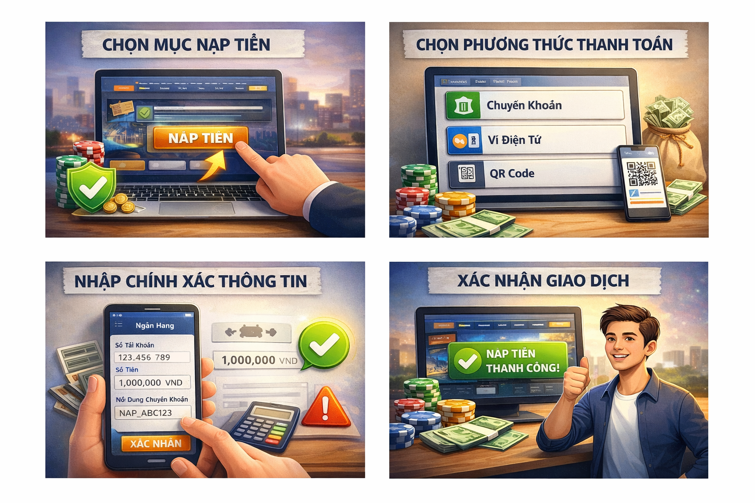 Hướng dẫn nạp tiền trực tuyến